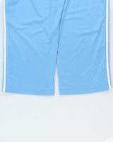 Vintage Y2K 00s Adidas Baby Blue Satin Embroidered 3-Stripe Baggy Wide Leg Tracksuit Bottoms - XL