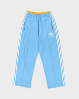 Vintage Y2K 00s Adidas Originals Japan Baby Blue Embroidered 3-Stripe Martial Arts Wide Leg Tracksuit Bottoms - S