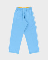 Vintage Y2K 00s Adidas Originals Japan Baby Blue Embroidered 3-Stripe Martial Arts Wide Leg Tracksuit Bottoms - S