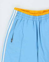 Vintage Y2K 00s Adidas Originals Japan Baby Blue Embroidered 3-Stripe Martial Arts Wide Leg Tracksuit Bottoms - S