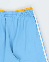 Vintage Y2K 00s Adidas Originals Japan Baby Blue Embroidered 3-Stripe Martial Arts Wide Leg Tracksuit Bottoms - S