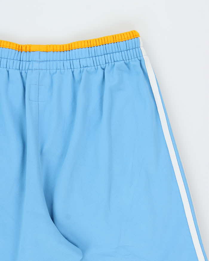Vintage Y2K 00s Adidas Originals Japan Baby Blue Embroidered 3-Stripe Martial Arts Wide Leg Tracksuit Bottoms - S