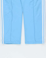 Vintage Y2K 00s Adidas Originals Japan Baby Blue Embroidered 3-Stripe Martial Arts Wide Leg Tracksuit Bottoms - S