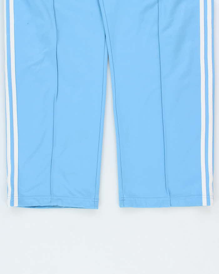 Vintage Y2K 00s Adidas Originals Japan Baby Blue Embroidered 3-Stripe Martial Arts Wide Leg Tracksuit Bottoms - S