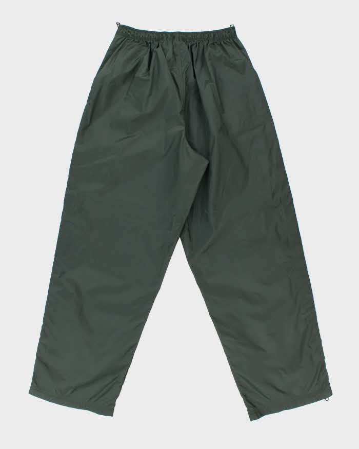 Vintage 1990s Nike Khaki Lightweight Waterproof Shell Baggy Wide Leg Zip Tracksuit Bottoms - XL