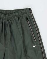 Vintage 1990s Nike Khaki Lightweight Waterproof Shell Baggy Wide Leg Zip Tracksuit Bottoms - XL