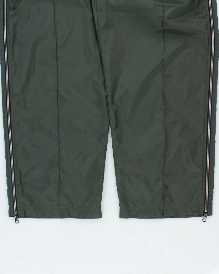 Vintage 1990s Nike Khaki Lightweight Waterproof Shell Baggy Wide Leg Zip Tracksuit Bottoms - XL