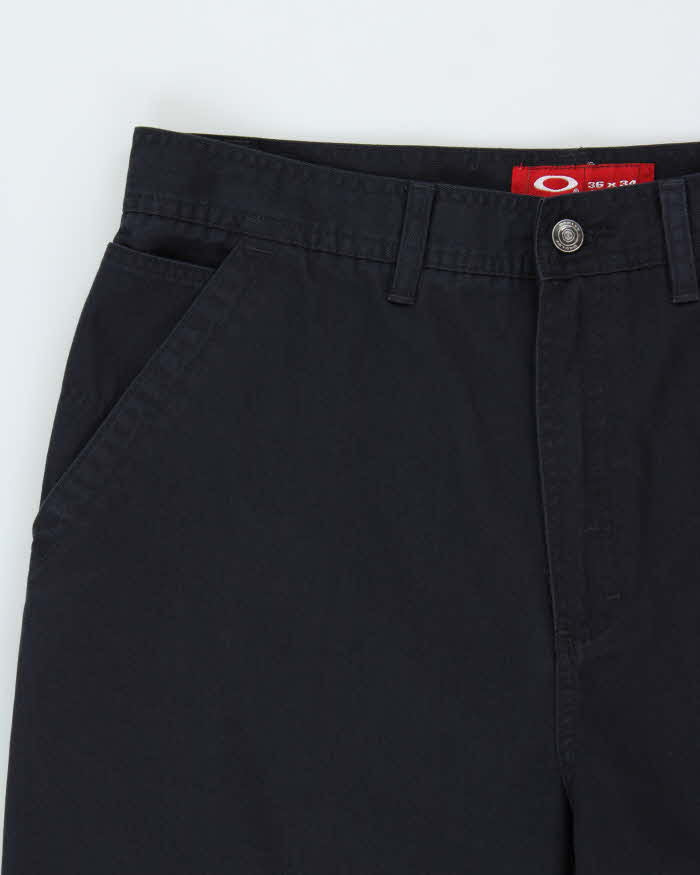 Vintage Y2K 00s Oakley Navy Technical Canvas Relaxed Straight Leg 'O' Chino Trousers - W36 L34