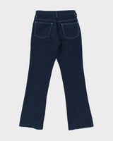 Vintage 1970s Farah Navy Hopsack Contrast Stitch Mid Rise Made In USA Bootcut Trousers - W30 L33