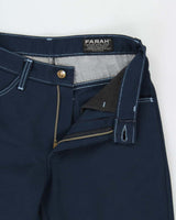 Vintage 1970s Farah Navy Hopsack Contrast Stitch Mid Rise Made In USA Bootcut Trousers - W30 L33