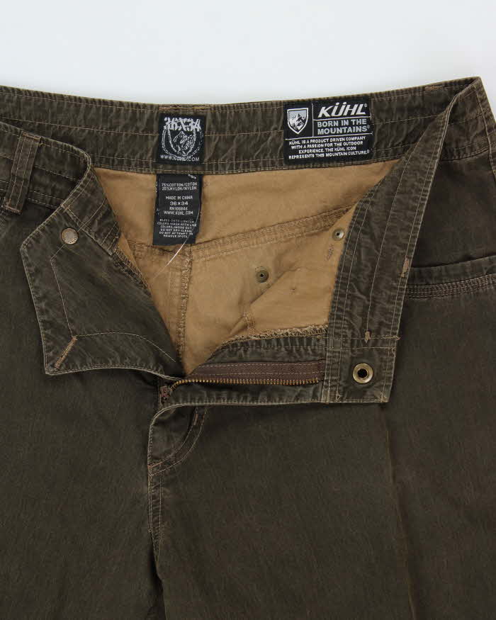 Kuhl Khaki Revolver Vintage Patina Dye Mid Rise Straight Leg Outdoor Trousers - W36 L34