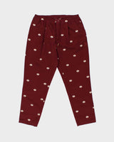 Vintage Adidas Originals Burgundy 'Graphic Archive' Embroidered Relaxed Taper Fit Casual Chino Trousers - M