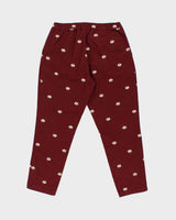 Vintage Adidas Originals Burgundy 'Graphic Archive' Embroidered Relaxed Taper Fit Casual Chino Trousers - M