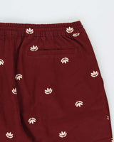 Vintage Adidas Originals Burgundy 'Graphic Archive' Embroidered Relaxed Taper Fit Casual Chino Trousers - M
