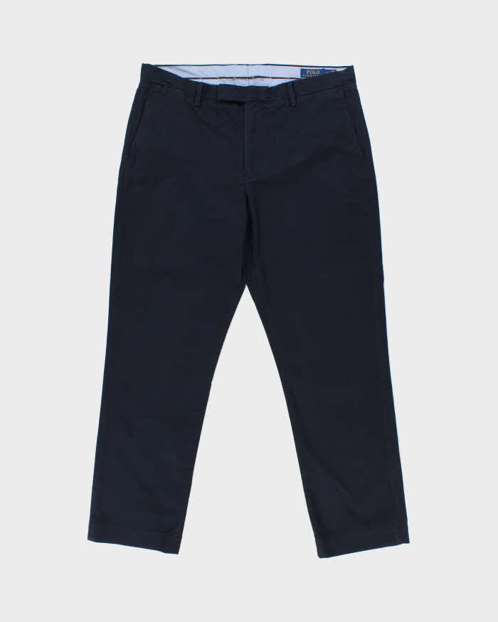 Vintage Polo Ralph Lauren Navy Stretch Straight Fit Casual Chino Trousers - W35 L30