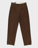 Vintage Y2K 00s Polo Ralph Lauren Brown Double Pleated Classic Chino Andrew Relaxed Straight Leg Trousers - W34 L34