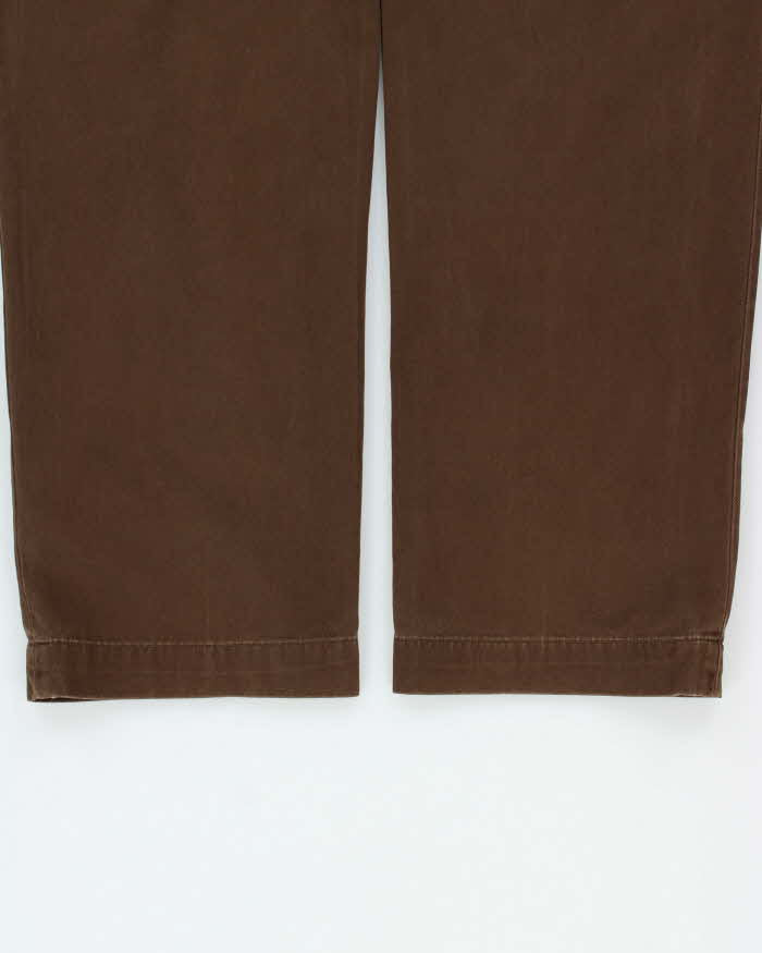 Vintage Y2K 00s Polo Ralph Lauren Brown Double Pleated Classic Chino Andrew Relaxed Straight Leg Trousers - W34 L34