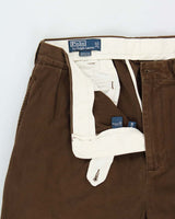 Vintage Y2K 00s Polo Ralph Lauren Brown Double Pleated Classic Chino Andrew Relaxed Straight Leg Trousers - W34 L34