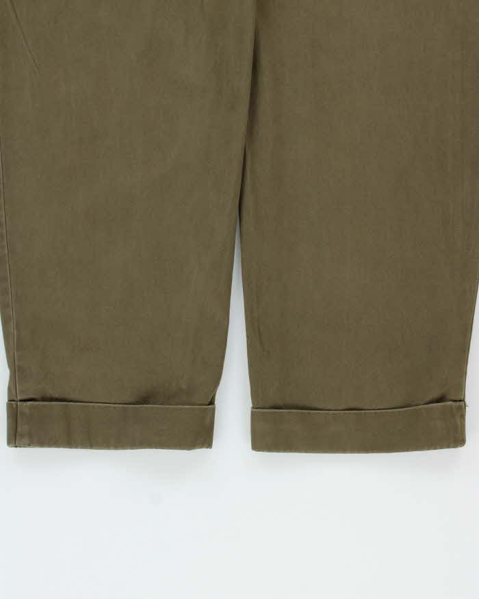 Vintage Y2K 00s Polo Ralph Lauren Khaki Double Pleated Hammond Cuffed Relaxed Leg Trousers - W30 L30