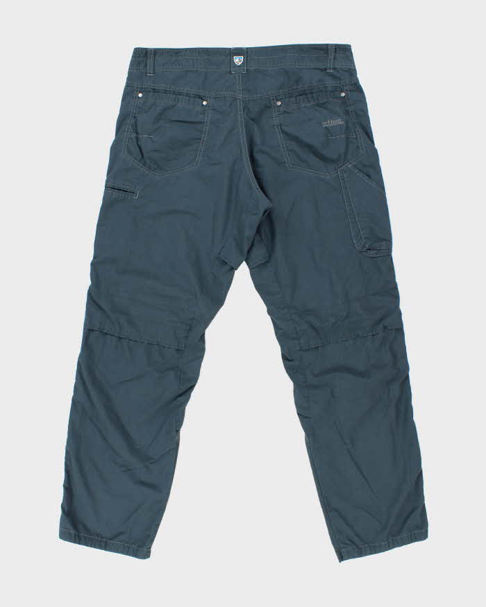 Vintage Y2K 00s Kuhl Teal Mid Rise Contrast Stitch Canvas Relaxed Straight Leg Hiking Trousers - W38 L32