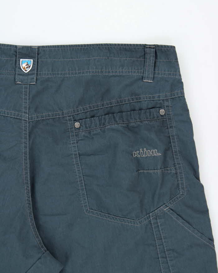 Vintage Y2K 00s Kuhl Teal Mid Rise Contrast Stitch Canvas Relaxed Straight Leg Hiking Trousers - W38 L32