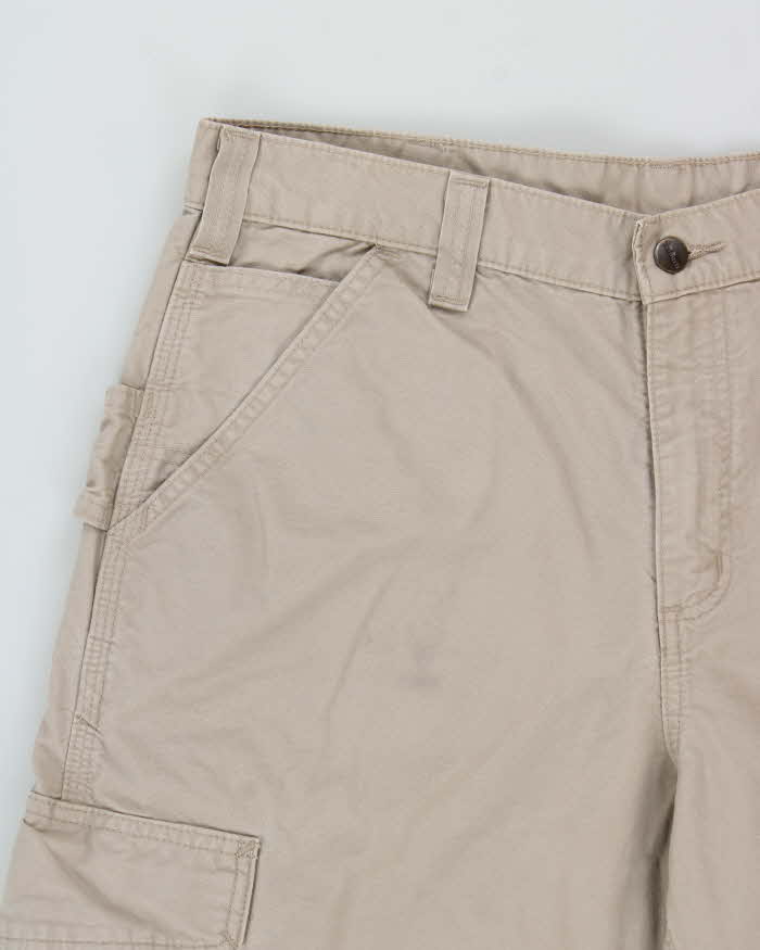 Vintage Carhartt B260 Tan Khaki Canvas Dungaree Fit Carpenter Trousers - W34 L32