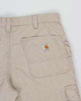 Vintage Carhartt B260 Tan Khaki Canvas Dungaree Fit Carpenter Trousers - W34 L32