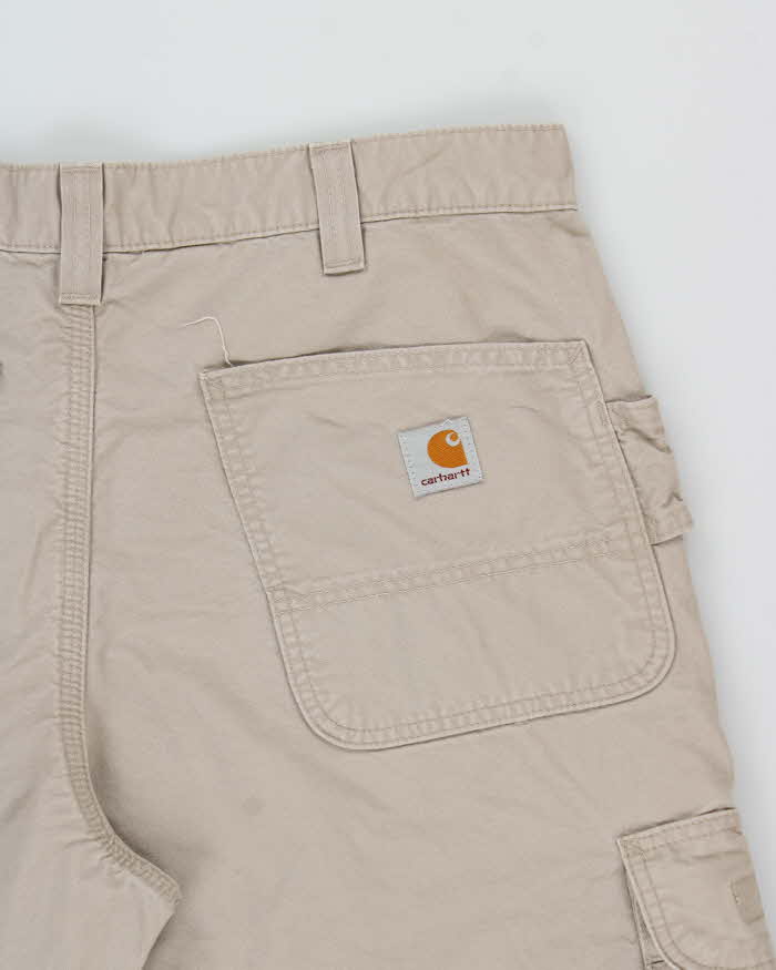 Vintage Carhartt B260 Tan Khaki Canvas Dungaree Fit Carpenter Trousers - W34 L32