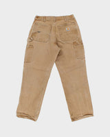Vintage Carhartt B01 Brown Union Made In USA Firm Duck Double Front Canvas Loose Original Fit Carpenter Trousers - W32 L30