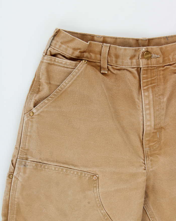 Vintage Carhartt B01 Brown Union Made In USA Firm Duck Double Front Canvas Loose Original Fit Carpenter Trousers - W32 L30