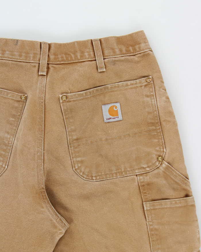 Vintage Carhartt B01 Brown Union Made In USA Firm Duck Double Front Canvas Loose Original Fit Carpenter Trousers - W32 L30