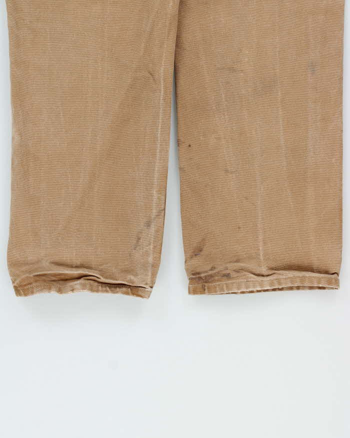 Vintage Carhartt B01 Brown Union Made In USA Firm Duck Double Front Canvas Loose Original Fit Carpenter Trousers - W32 L30