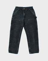 Vintage Carhartt B01 BLK Union Made In USA Firm Duck Double Front Canvas Loose Original Fit Carpenter Trousers - W32 L30