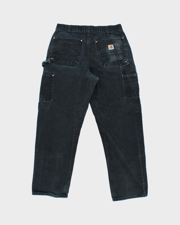 Vintage Carhartt B01 BLK Union Made In USA Firm Duck Double Front Canvas Loose Original Fit Carpenter Trousers - W32 L30