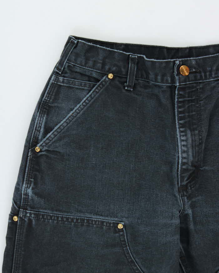 Vintage Carhartt B01 BLK Union Made In USA Firm Duck Double Front Canvas Loose Original Fit Carpenter Trousers - W32 L30
