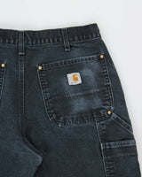 Vintage Carhartt B01 BLK Union Made In USA Firm Duck Double Front Canvas Loose Original Fit Carpenter Trousers - W32 L30