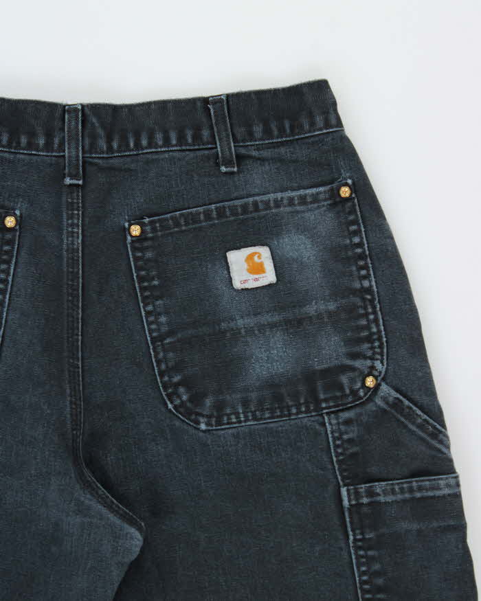 Vintage Carhartt B01 BLK Union Made In USA Firm Duck Double Front Canvas Loose Original Fit Carpenter Trousers - W32 L30