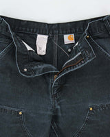 Vintage Carhartt B01 BLK Union Made In USA Firm Duck Double Front Canvas Loose Original Fit Carpenter Trousers - W32 L30
