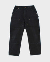 Vintage Carhartt B01 BLK Union Made In USA Firm Duck Double Front Canvas Dungaree Fit Carpenter Trousers - W34 L31