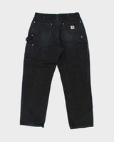 Vintage Carhartt B01 BLK Union Made In USA Firm Duck Double Front Canvas Dungaree Fit Carpenter Trousers - W34 L31