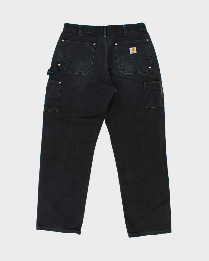 Vintage Carhartt B01 BLK Union Made In USA Firm Duck Double Front Canvas Dungaree Fit Carpenter Trousers - W34 L31