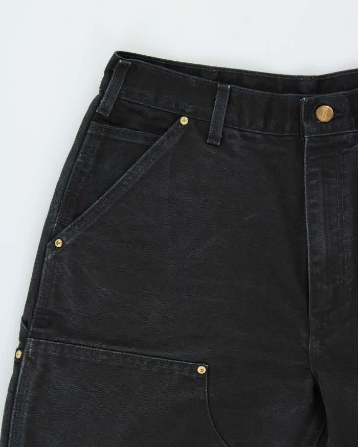 Vintage Carhartt B01 BLK Union Made In USA Firm Duck Double Front Canvas Dungaree Fit Carpenter Trousers - W34 L31