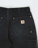 Vintage Carhartt B01 BLK Union Made In USA Firm Duck Double Front Canvas Dungaree Fit Carpenter Trousers - W34 L31