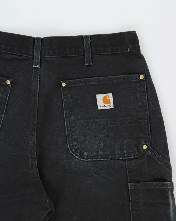 Vintage Carhartt B01 BLK Union Made In USA Firm Duck Double Front Canvas Dungaree Fit Carpenter Trousers - W34 L31