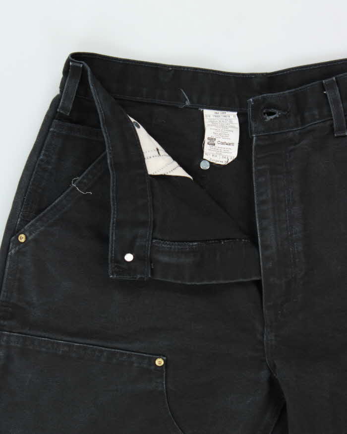 Vintage Carhartt B01 BLK Union Made In USA Firm Duck Double Front Canvas Dungaree Fit Carpenter Trousers - W34 L31