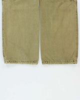 Vintage Y2K 00s Abercombie &amp; Fitch Khaki Heavyweight Canvas Multi Pocket Wide Leg Military Cargo Trousers - W34 L31