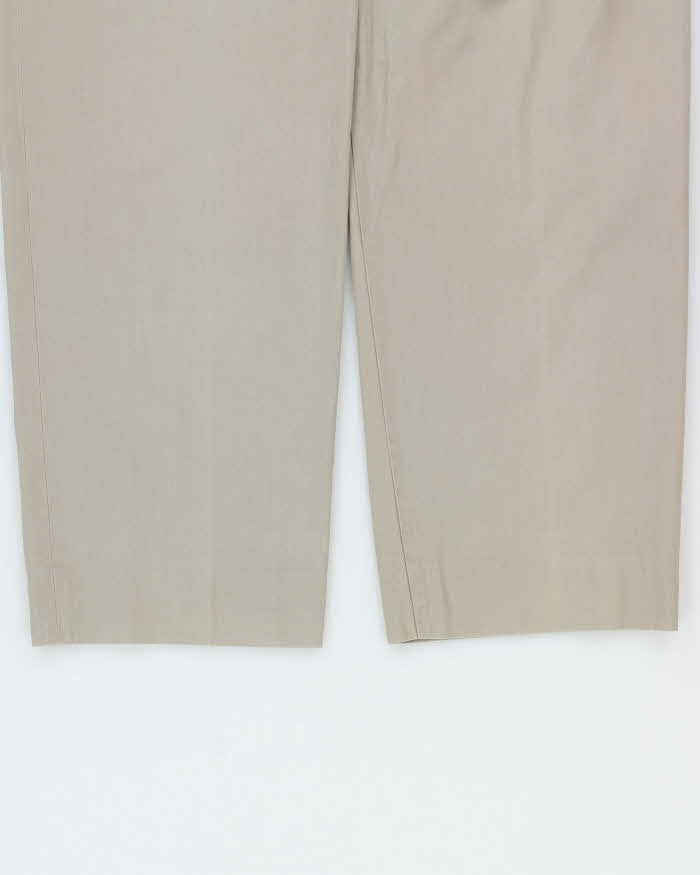 Vintage Y2K 00s Hugo Boss Khaki Lightweight Canvas Pleated Relaxed Straight Leg 'Mike' Chino Trousers - W32 L32