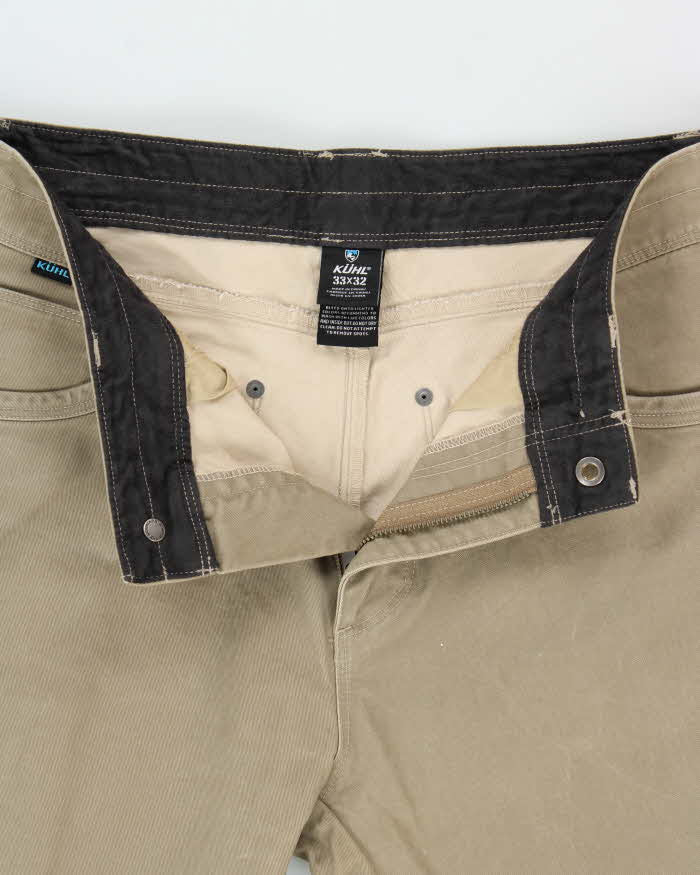 Khul Khaki 'Rydr' Heavyweight Patina Dye Canvas Straight Leg Hiking Trousers - W33 L32