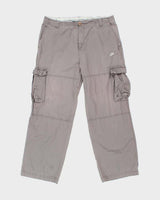 Vintage Y2K 00s Nike Grey Canvas Relaxed Fit Wide Leg Cargo Trousers - W34 L31