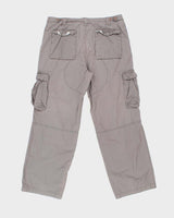 Vintage Y2K 00s Nike Grey Canvas Relaxed Fit Wide Leg Cargo Trousers - W34 L31